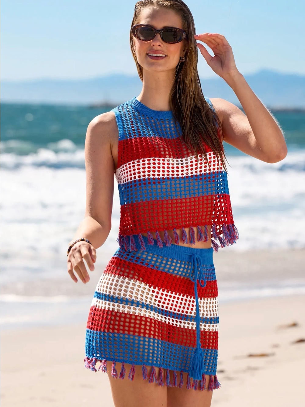 Cupshe Pure Summer Striped Cover-Up Top & True Feeling Striped Cover-Up Sarong